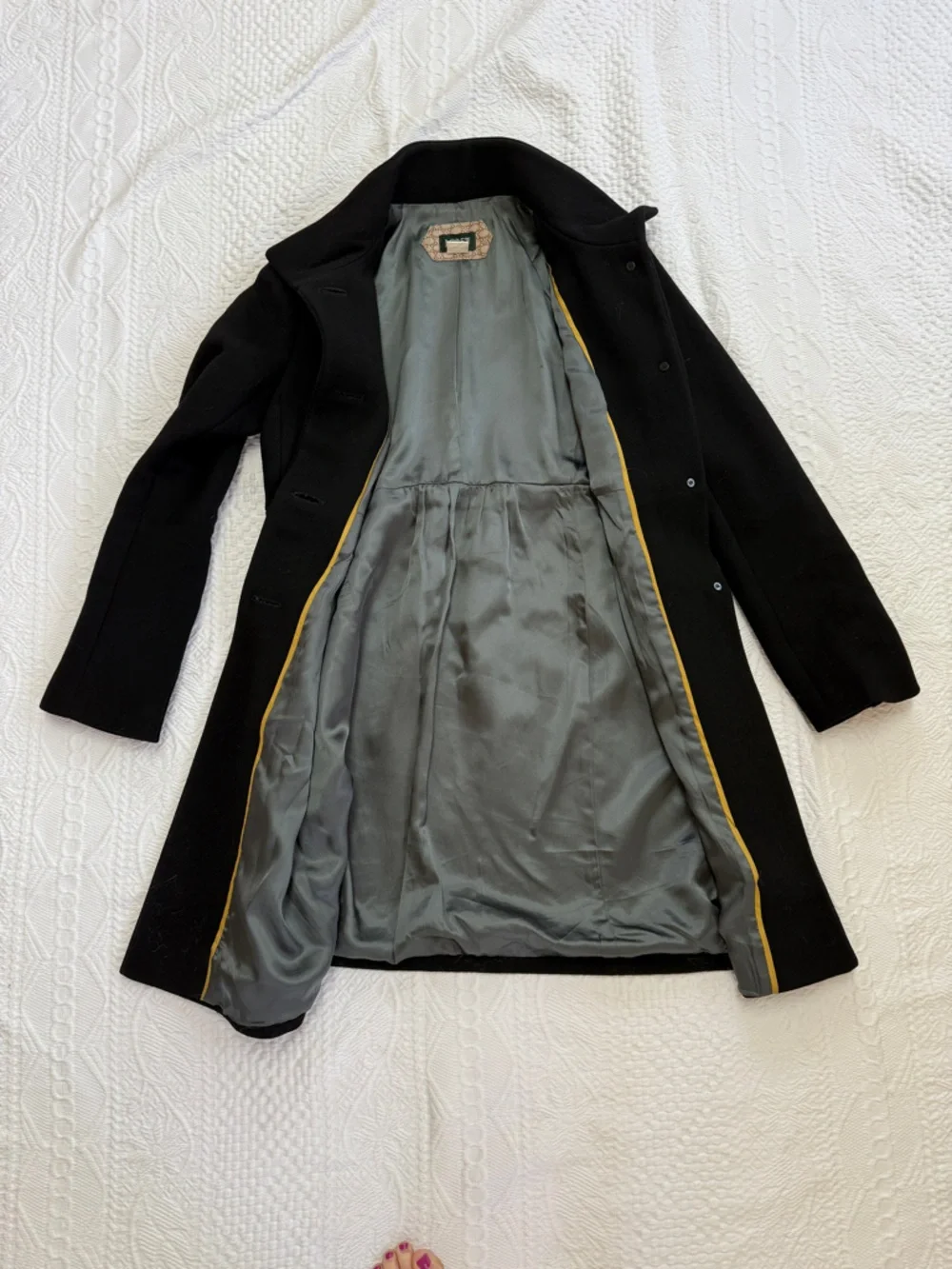 J. Crew Black Pea Coat Women’s Size 4 Classic Wool Blend Jacket - Picture 3 of 6